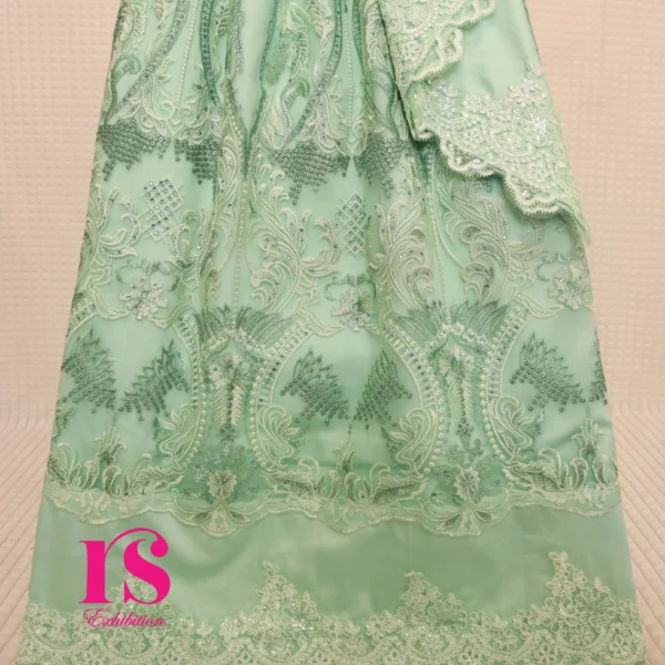Pistachio Green Bhari Net Wrap Rida