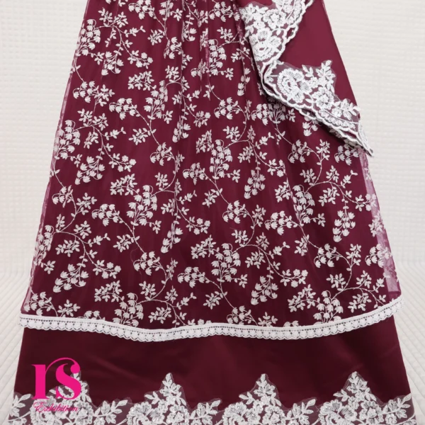Wine Beautiful Net Wrap Bhari Wear Rida