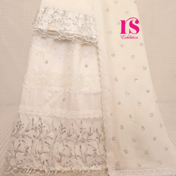 White With Silver Bhari Rcj