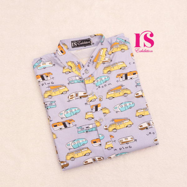 Purplish Blue Bus Print Boys Kurti