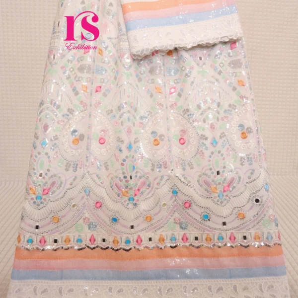 White Bhari Net Wrap Rida