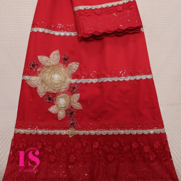 Beautiful Red 3D Flower Work Nikah Wear Rida