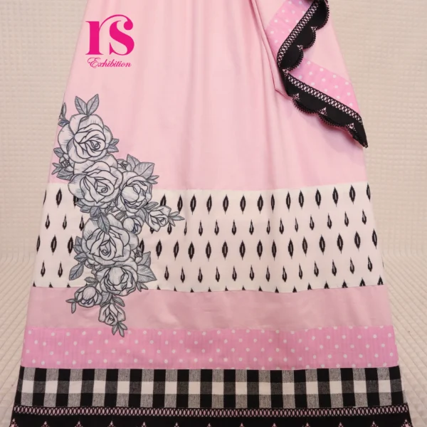 Pink With Black N White Patch Work Rida