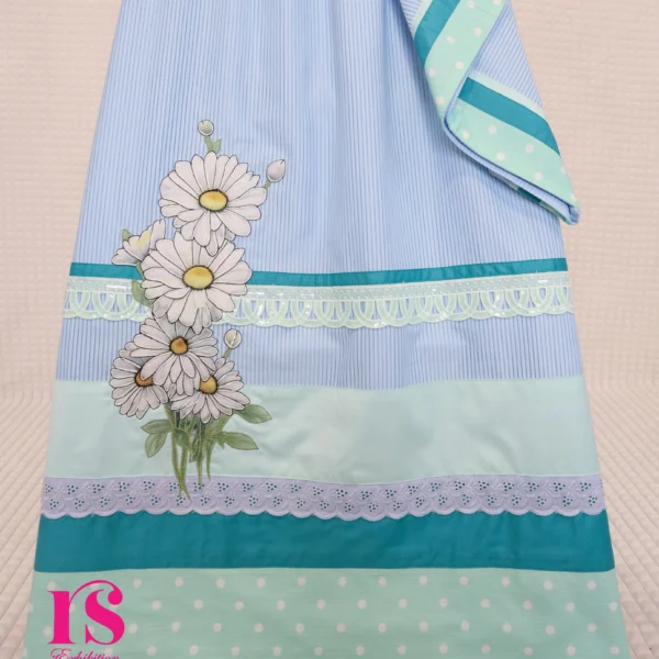 Sky Blue Corduroy Fabric Patch Work Rida