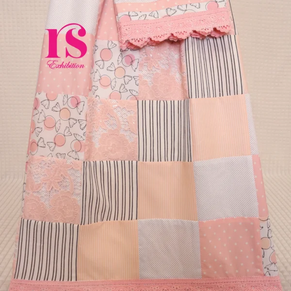 White and Peach Box Patterned Rida