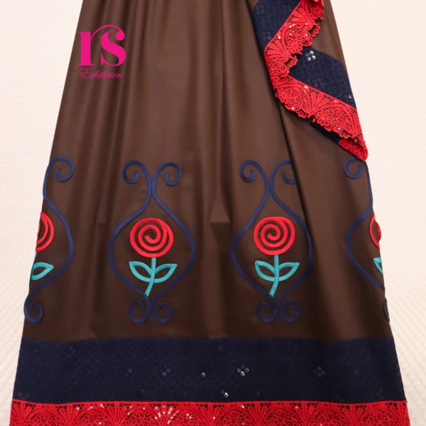 Chocolate Brown Pretty Piping Work Rida