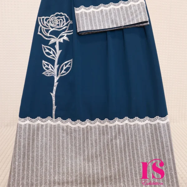 Deep Teal Sequence Outline Embroidery Rida