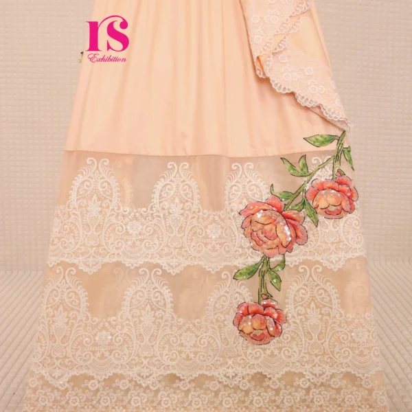 Light Peach Insertion lace Patch Work Rida