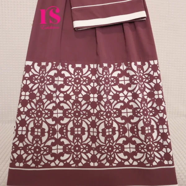 Light Burgundy Abaya Cut Work Rida