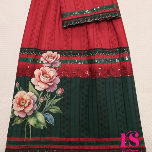 Maroon Hakoba With Patch Work