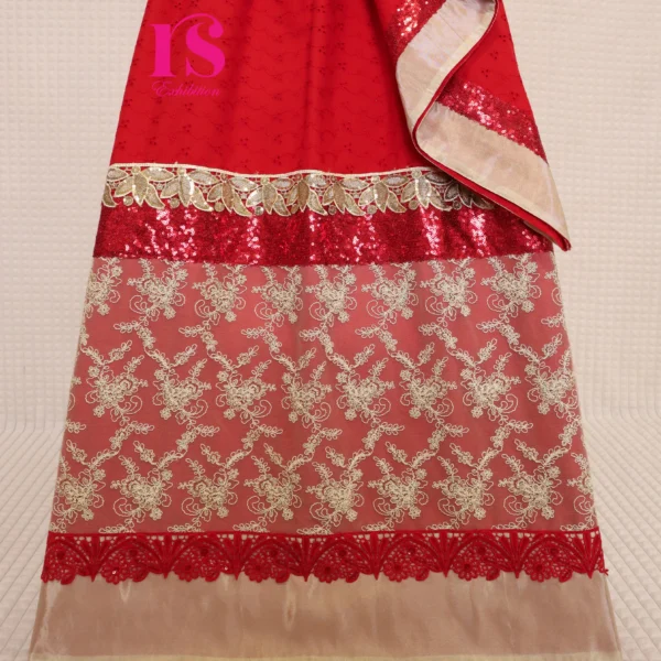 Red Hakoba Bhari Net Nikah Wear Rida
