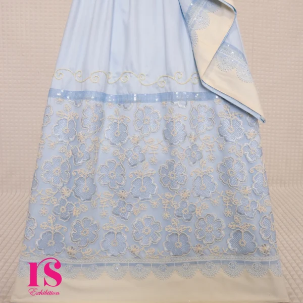 Powder Blue Net Lace piece And work Rida