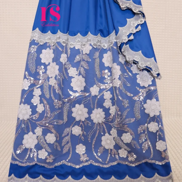 Royal Blue Bhari Rida With Shinny Net Panel