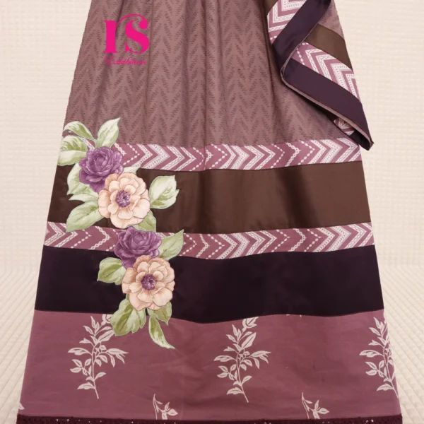 Mauve Self Textured Smart Patch Work Rida
