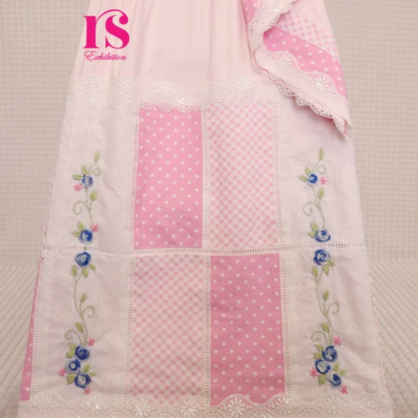 Light Pink Block Series Pattern With Hand Work
