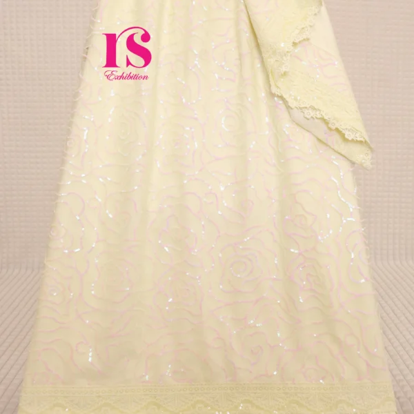 Light Yellow Rose Net Fabric