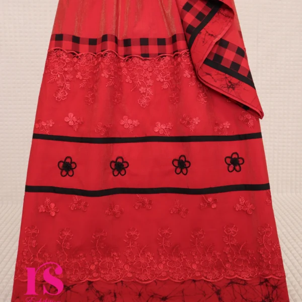 Red And Golden Sheen Fabric Rida