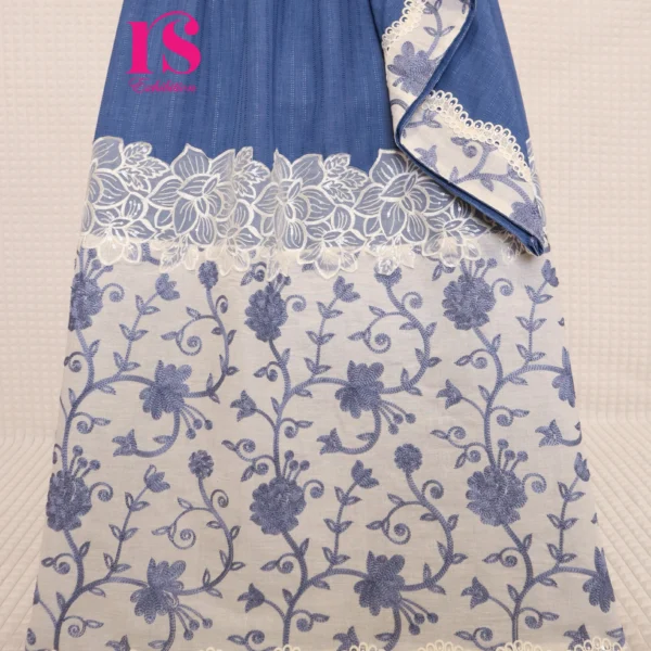 Textured Navy Blue Embroidered Panel Rida