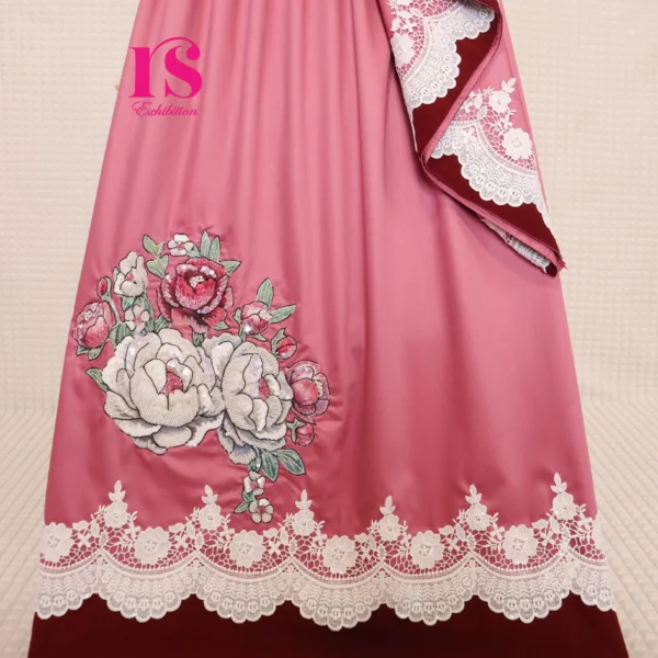 Mauve Pink Aari Patch Work Rida