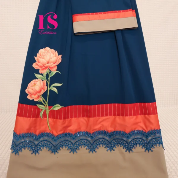 Dark Peacock blue Abaya Patch Work Rida