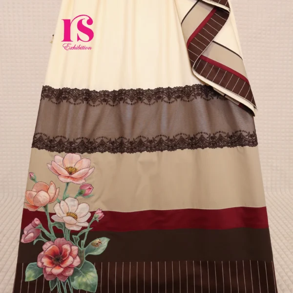 Cream Rida Patch work With Brown Combination