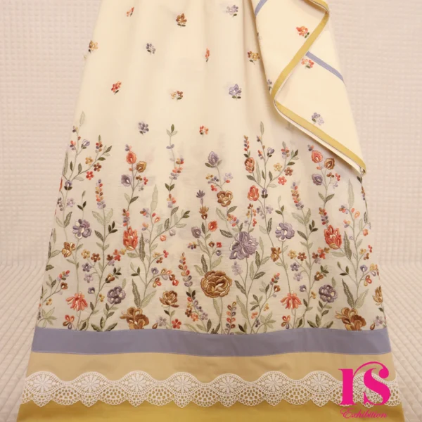 Cream All Round Embroidery Garden Work Rida