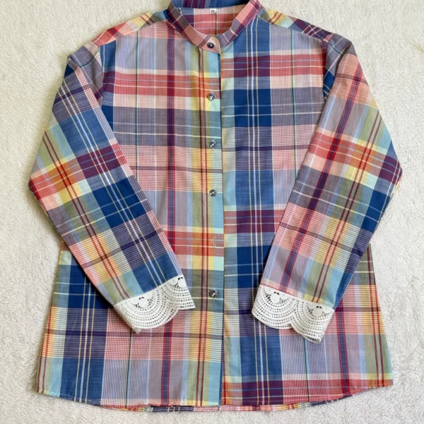 Multi Checkered Shirt with White Lace