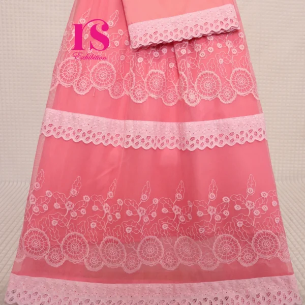 Pink Colour Net Wrap With Beautifull Lace