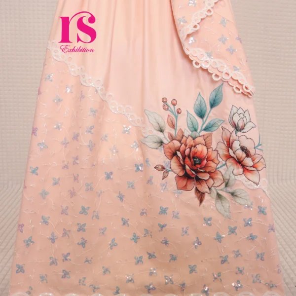 Peach Colour Rida Beautiful Aplica Work With Shining Lace