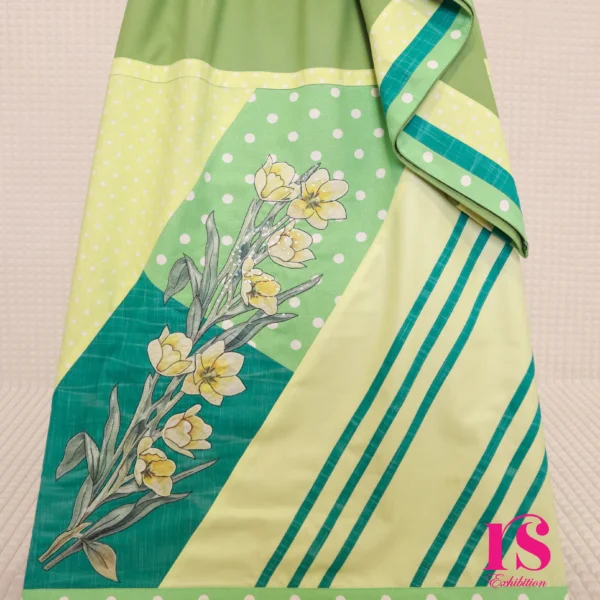 IPL Series Pattern Rida Green Colour Rida With Patch Work