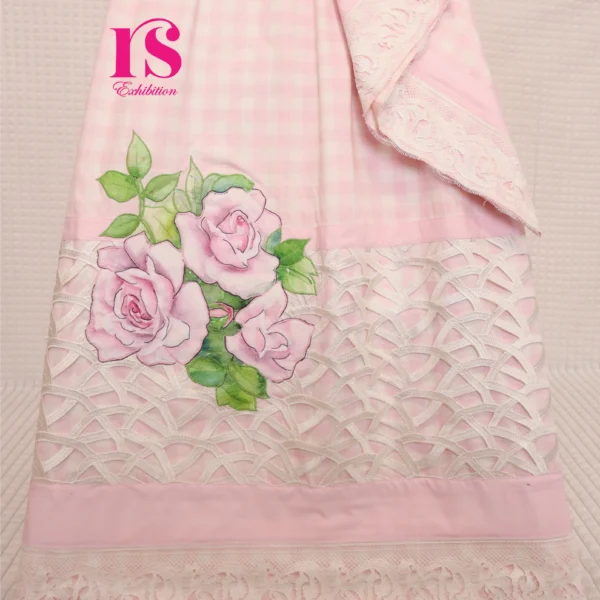 Pink Checkered Rida With Patch Work