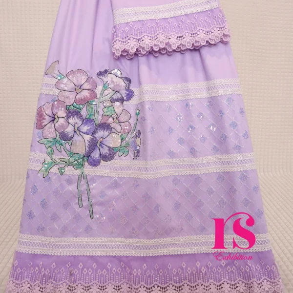 Purple Bhari Aari Patch Work Rida