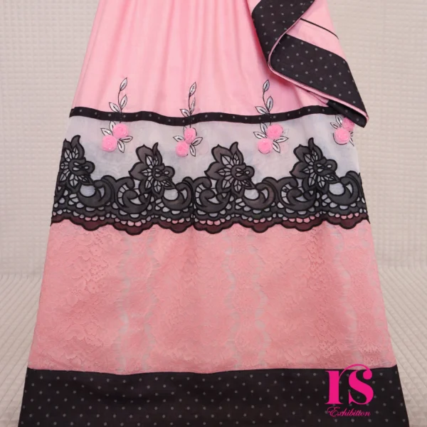 Pink Rida With Tissue Panel And All Round Work