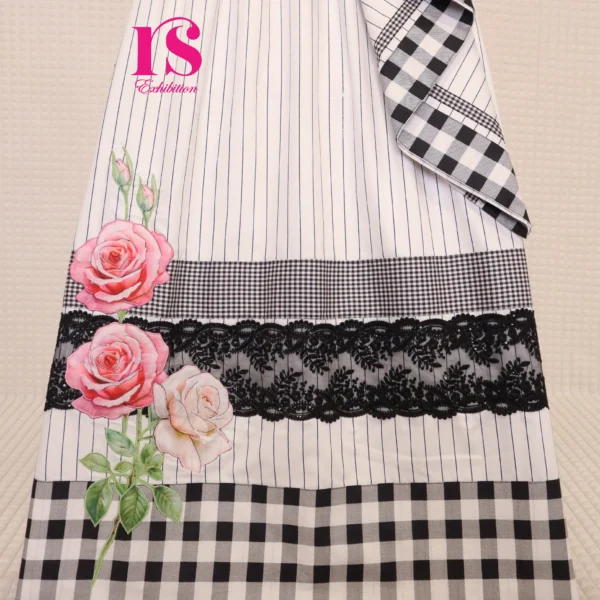 Black And White Rida With Rose Patch Work