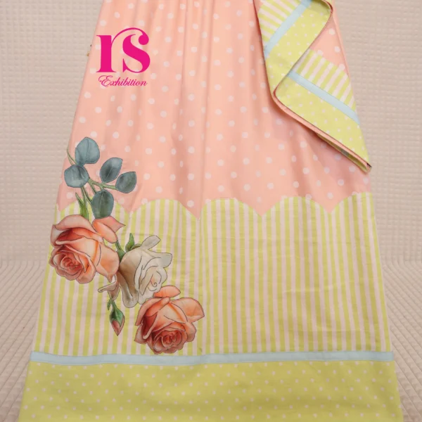 Peach Doted Fabric Scallops Pattern Rida