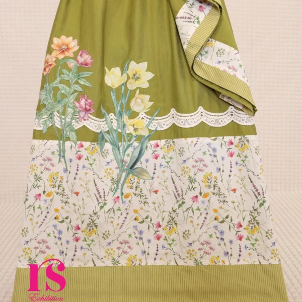 Mehndi Green Dual Shade Patch Work Rida