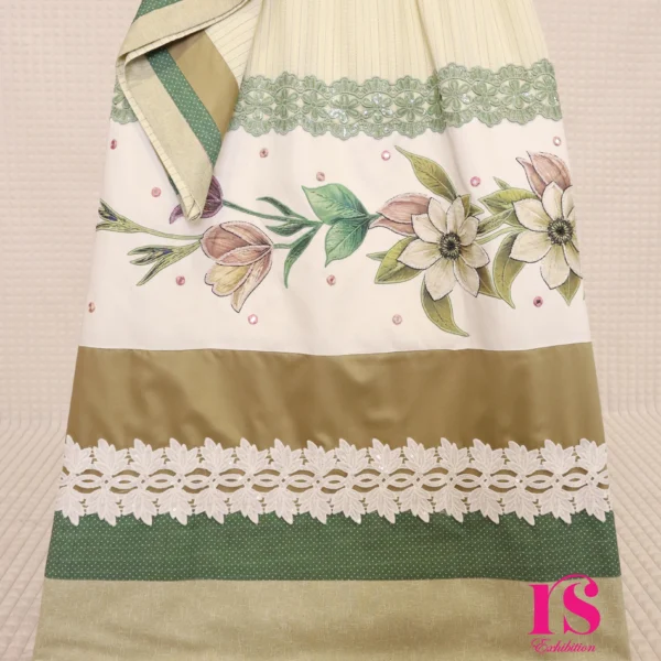 Beige Rida With Intricate Patch Work