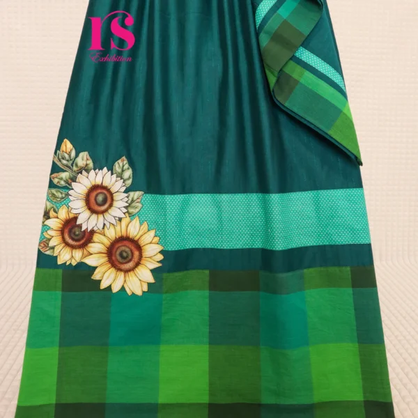 Checkered Panel Rida With Sunflower Patch