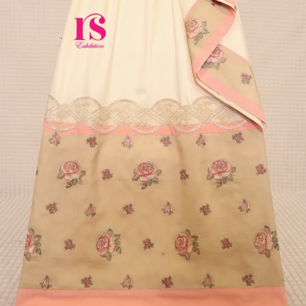 Cream Embroidered Rose Panel Rida