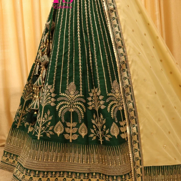 Bridal Wear Lehenga- Bottle Green