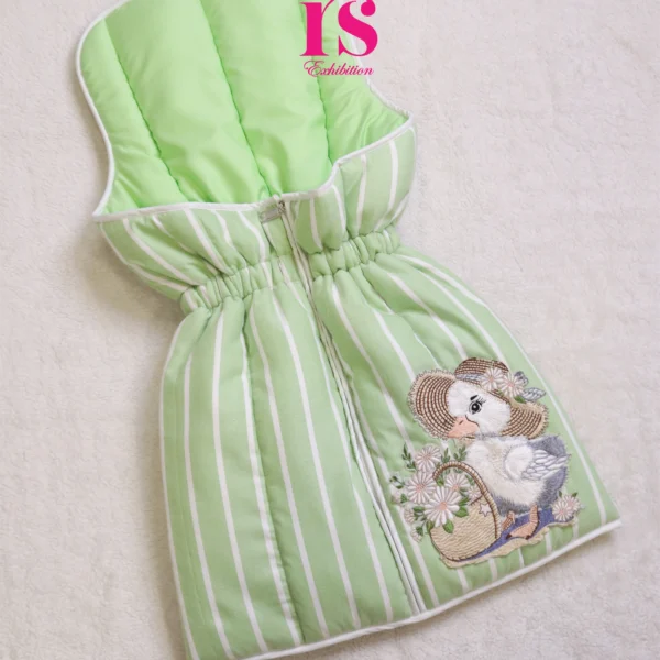 Green Stripes Embroidered Duck Godhri