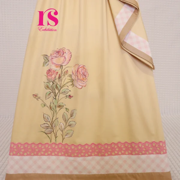 Light Mustard Beautiful Painting Work Rida