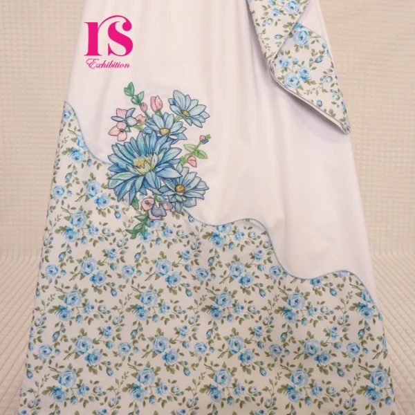 White Wave Pattern Rida With Patch Work