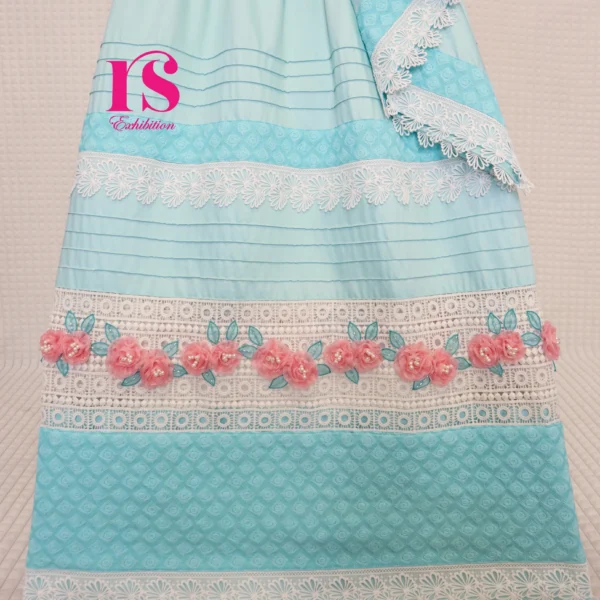 Mint Blue All Round Tissue Flower Work Rida