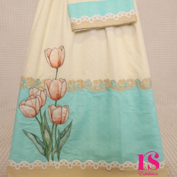 Cream Hakoba Base With Patch Work