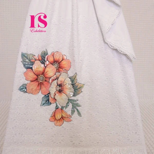 White High Hakoba Panel With Aari Work Rida