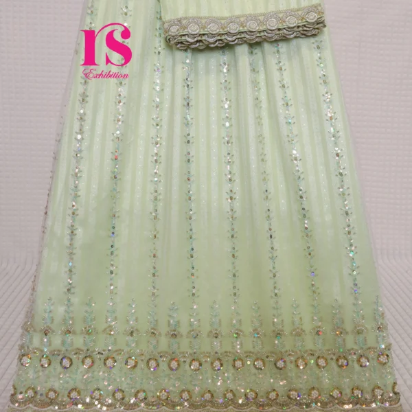 Light Green Self Design Base With Net Wrap Rida