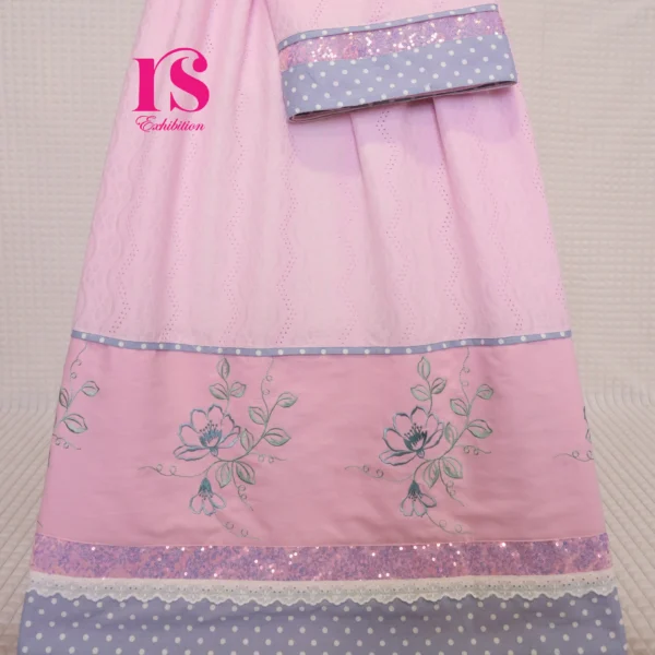 Pink Lace Piece Base With Embroidery Work Rida