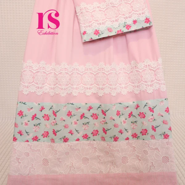 Light Pink Rida With Floral Panel And Lace