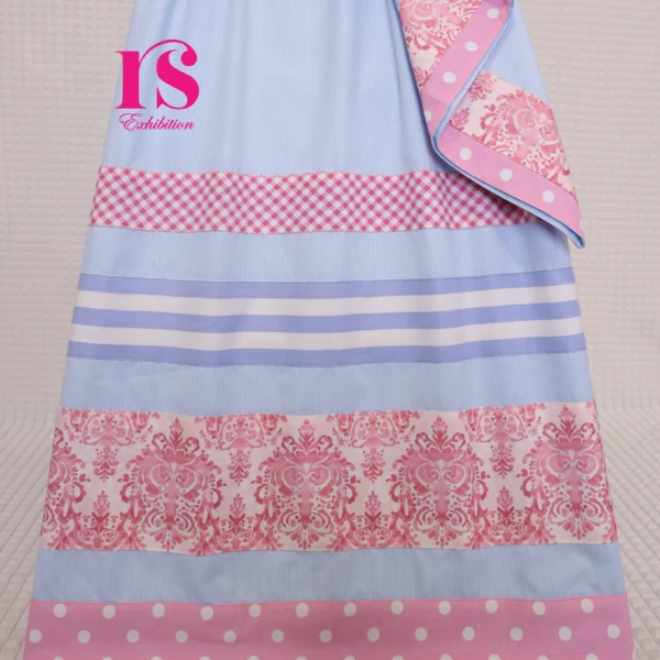 Sky Blue Self Strips With Pink Panel Combination Rida